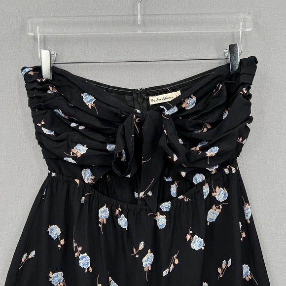 FOR LOVE AND LEMONS Dress Womens Medium Black Strapless Tie Front Floral Print - Picture 6 of 16